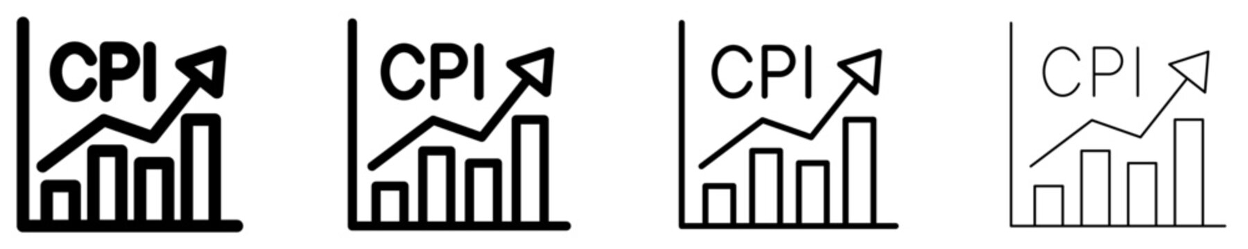 CPI increasing bar chart line icon for economic data