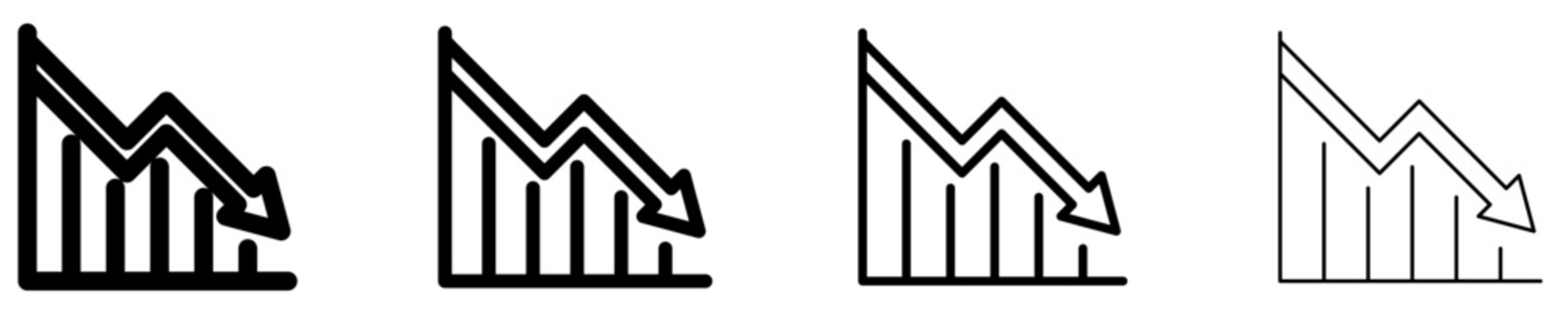 Financial decrease line icon for business trend chart