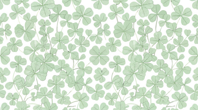 Seamless Pattern of Green Clover Leaves Hand Drawn Illustration for Decorative Design and Fabric Print Background