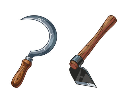 Vintage Handheld Agricultural Gardening Tools Illustration.