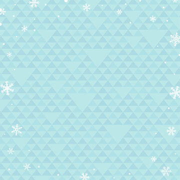 雪の舞い散る鱗模様の水色フレーム1_正方形