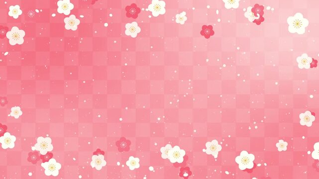 梅の花が舞う和風背景 ループ 4K