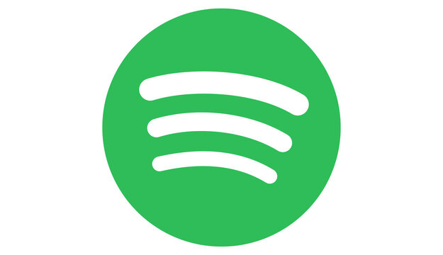 Spotify brand logo for online music playlists audio content and subscription media.