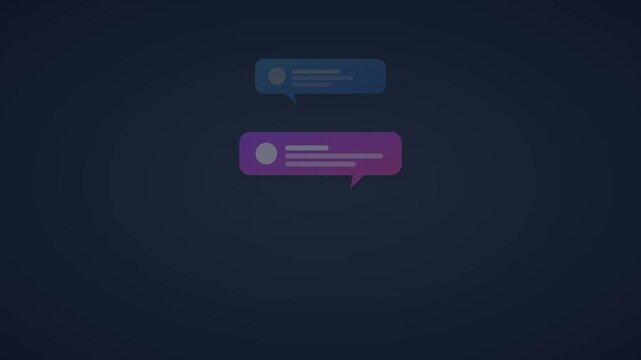Chat bubble icons popping up with message notifications on dark background