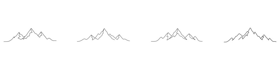 Obraz premium Linear mountain silhouette vector with editable stroke, ideal for nature, hiking, travel, and outdoor designs.