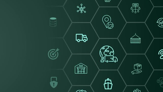 Supply Chain Management concept on the gradient background. Flexible logistics, adaptive operations and resilient global distribution across transportation and warehouse systems. 