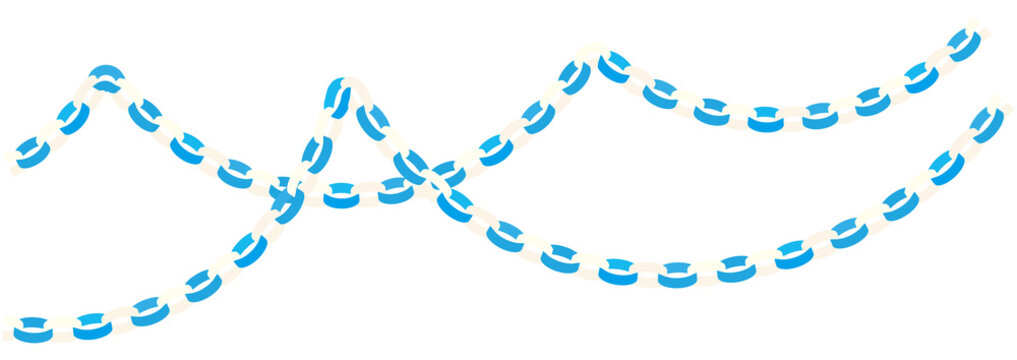 Blue White Paper Chain Garland Vector Parts｜青と白のペーパーチェーンガーランドベクター素材（バラ売り・パーツ）