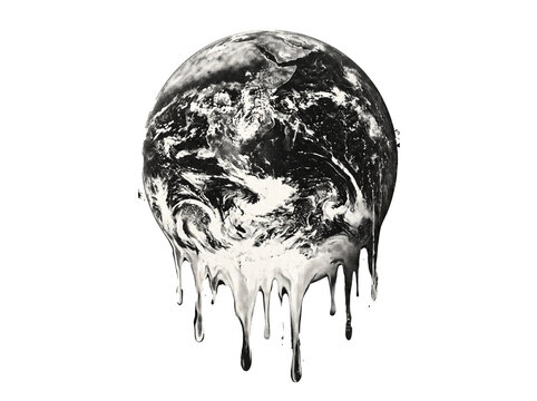 Melting Earth Halftone Climate Change Illustration