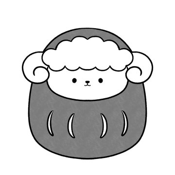 白黒　かわいい羊だるま