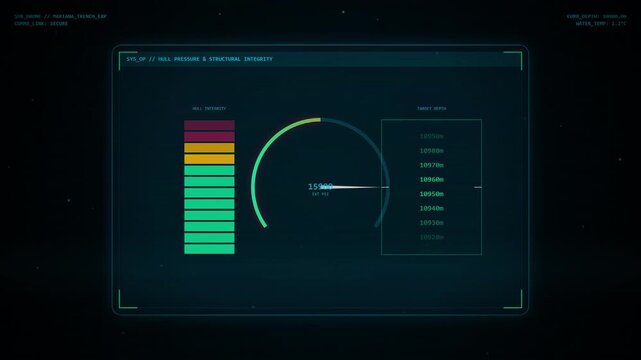Underwater Drone Ui Displaying Deep Sea Sonar Pressure and Bioluminescent Data