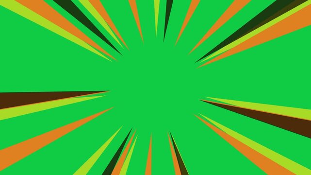 Green Orange and Brown Comic Book Speed Lines Zoom Effect Loop Background