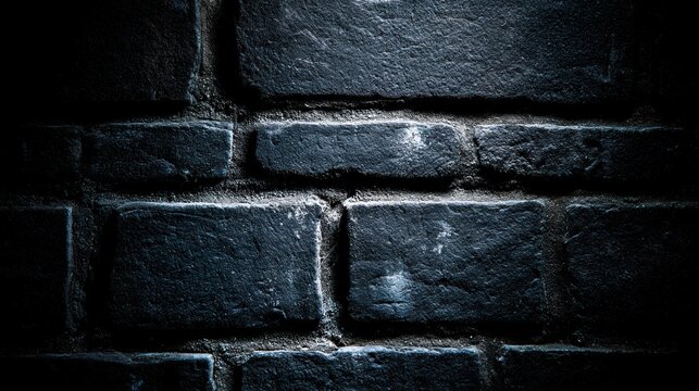 Dark blue brick wall textured background with dramatic lighting