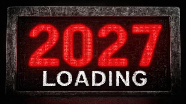 The year 2027 loading displayed on a digital screen, hinting at future possibilities. ..Created with Generative AI, not depicting real subjects.