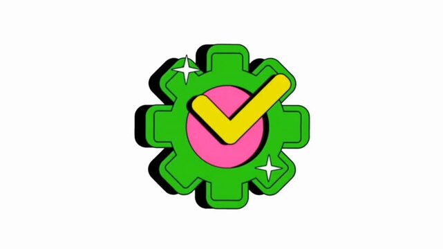 Gear with Checkmark Icon &mdash; Completed Settings & Successful Configuration Animation