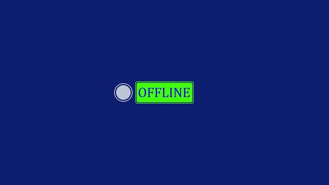 Offline status toggle switch button on dark blue background, for digital interface, and connectivity concepts