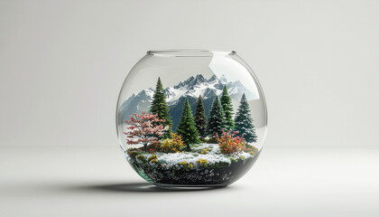 A single monumental transparent glass vessel containing four completely different © benjawan