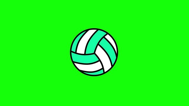 A volleyball ball on green background and green screen animated chromakey background creative backgrounds composition cartoonish colorful style illustration frame scene figure motion