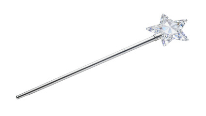 Sparkling crystal star wand with metallic handle, isolated on transparent background © iPNGi