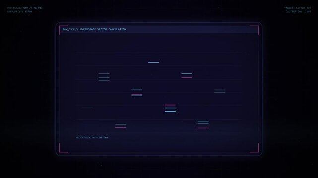 Futuristic Spaceship Navigation Data Display with Warp Drive Telemetry