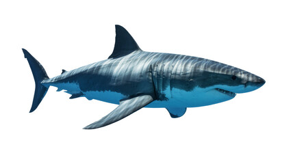 Obraz premium Great white shark swimming, isolated on transparent background