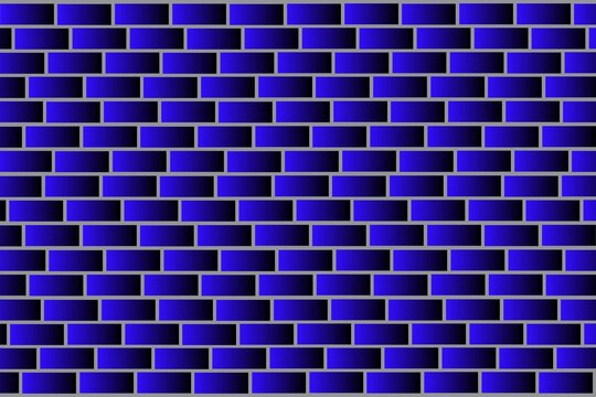 Blue pixelated brick wall pattern isolated on white background