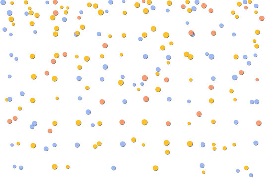 Colorful falling round dot confetti, festive celebration elements, isolated on a transparent background, dotted, party