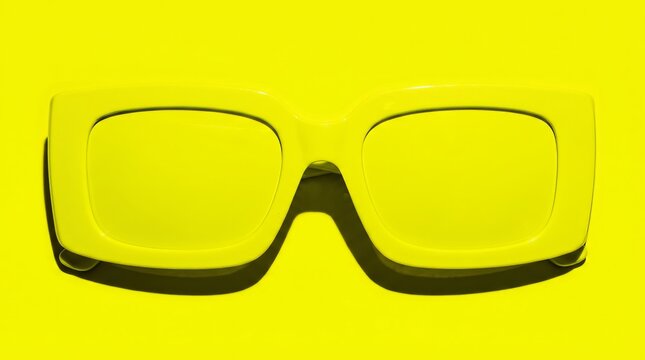Bold yellow sunglasses on vibrant neon background