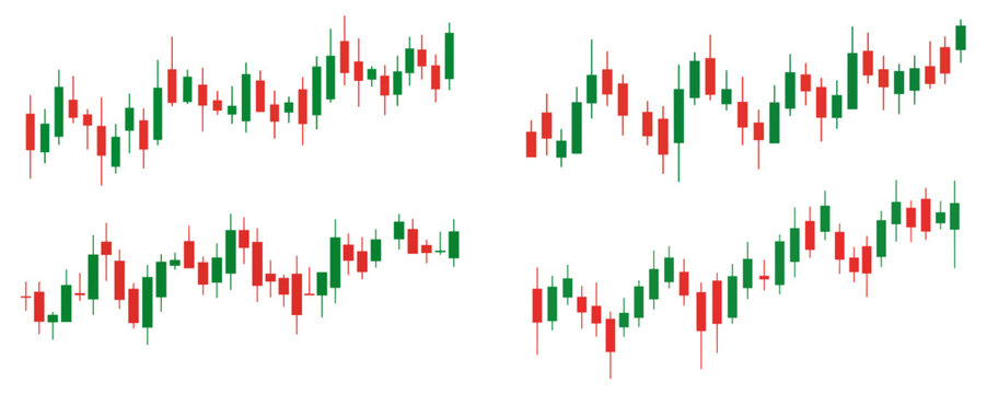 Financial stock market candlestick chart pattern set for trading analysis