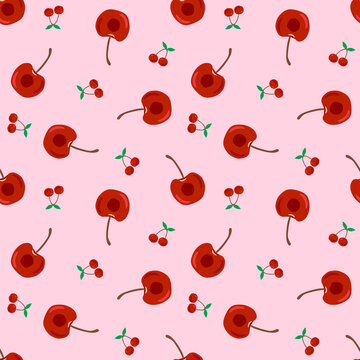 seamless pattern with red cherry