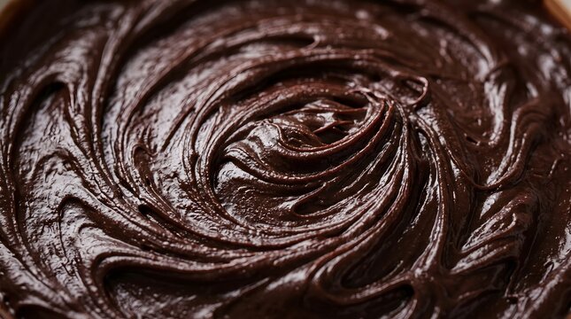 Dark chocolate swirl texture close up spiral dessert pattern