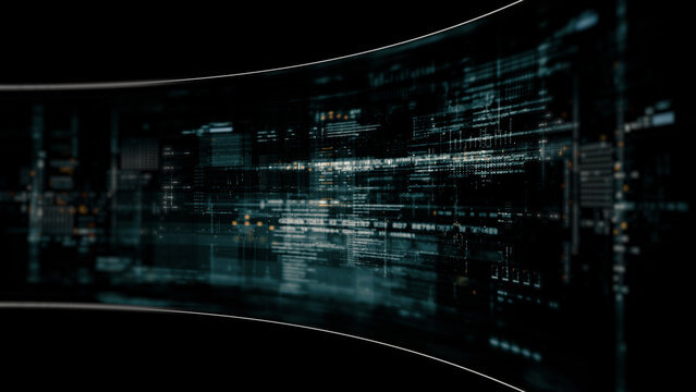Abstract particle motion with vibrant colors, digital flowing particles, VR, futuristic sci-fi, tech innovation, and immersive cyber space background