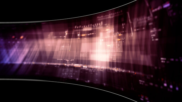 Abstract particle motion with vibrant colors, digital flowing particles, VR, futuristic sci-fi, tech innovation, and immersive cyber space background
