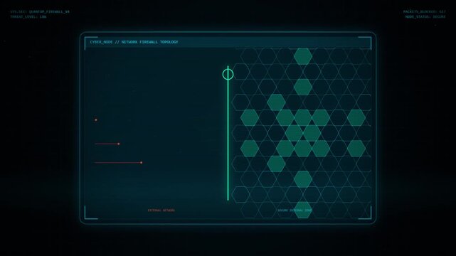 Futuristic Quantum Encryption Cyber Security Network Firewall Interface