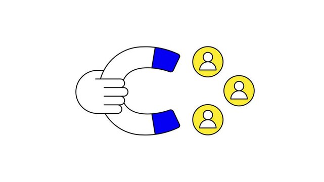 Animation of Hand Holding Magnet to Attract and Pull Customers