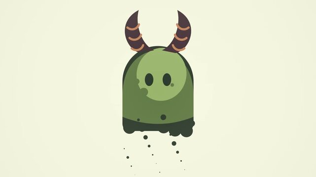 Cute Green Horned Ghost Monster Floating Hovering Animation Loop For Mobile Game Interface Character Design And Interactive App Asset Development
