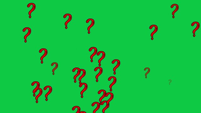 Hand-Drawn Animated Red Question Marks on Green Screen Background