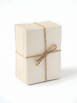 Minimalist stack of stationery cards tied with natural jute twine