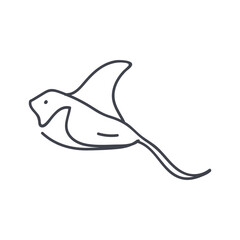 Swimming stingray, line art illustration © Ana Krasavina