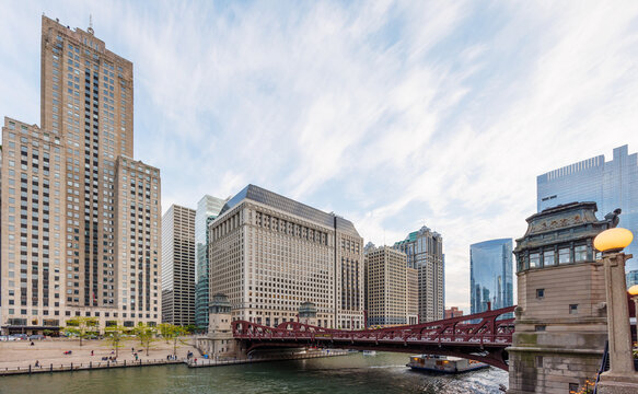Vibrant view of Chicago downtown skyline under a summer sky