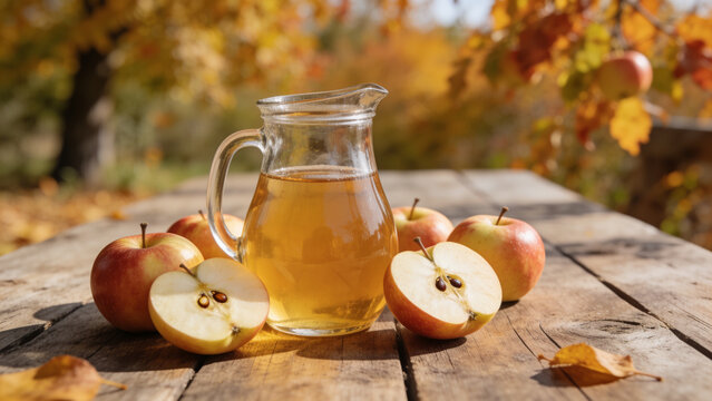Fresh Pressed Apple Cider Rustic Autumn - Wide Landscape