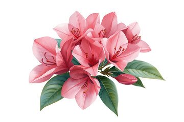 Obraz premium Fresh bouquet of rosy lilies and green foliage