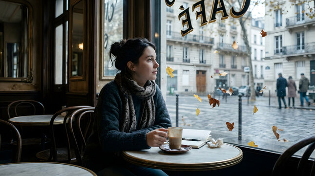 Young Man Drinking Coffee in a Vintage Cafe, Relaxed Business Lifestyle Portrait Indoors with Stylish Fashion and Retro Restaurant Ambiance