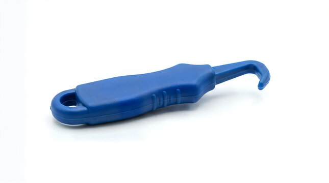 Blue plastic dental scaler tool on a white background with hygiene instrument