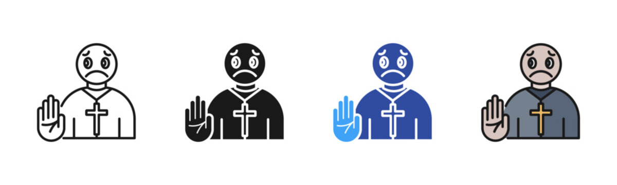 Clergy Abuse icon set multiple style collection