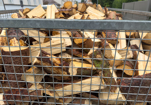 Trailer Loaded with Firewood Logs for Winter Sale