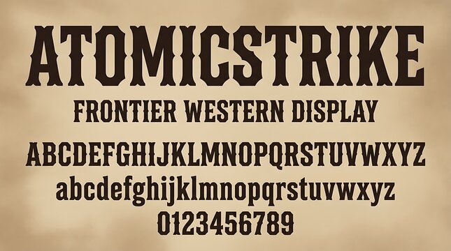 Vintage Western Style Font Alphabet and Numbers Display