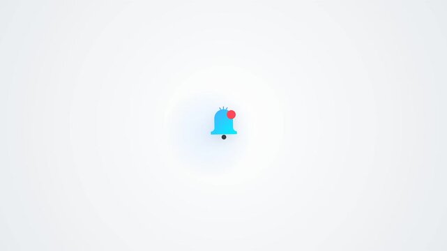Blue notification bell icon with alert red dot on white background