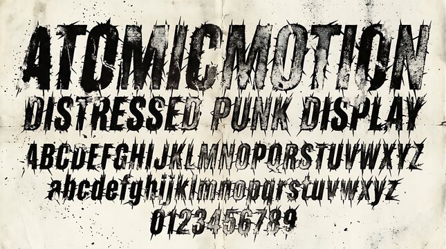 Atomic Motion Distressed Punk Display Font Grunge Alphabet Typeface