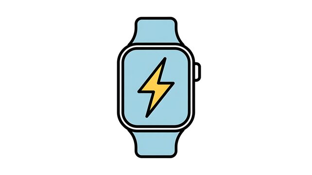 Smart watch icon with a yellow lightning bolt symbol