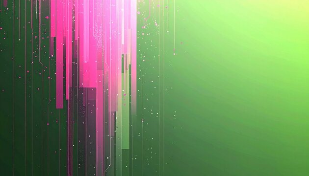 A vertical abstract geometric pattern in pink and gray&mdash;a modern, minimalist digital design evoking a sense of data flow&mdash;set against a clean, vibrant green background. Ideal for tech banners, presentat